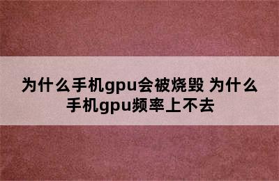 为什么手机gpu会被烧毁 为什么手机gpu频率上不去